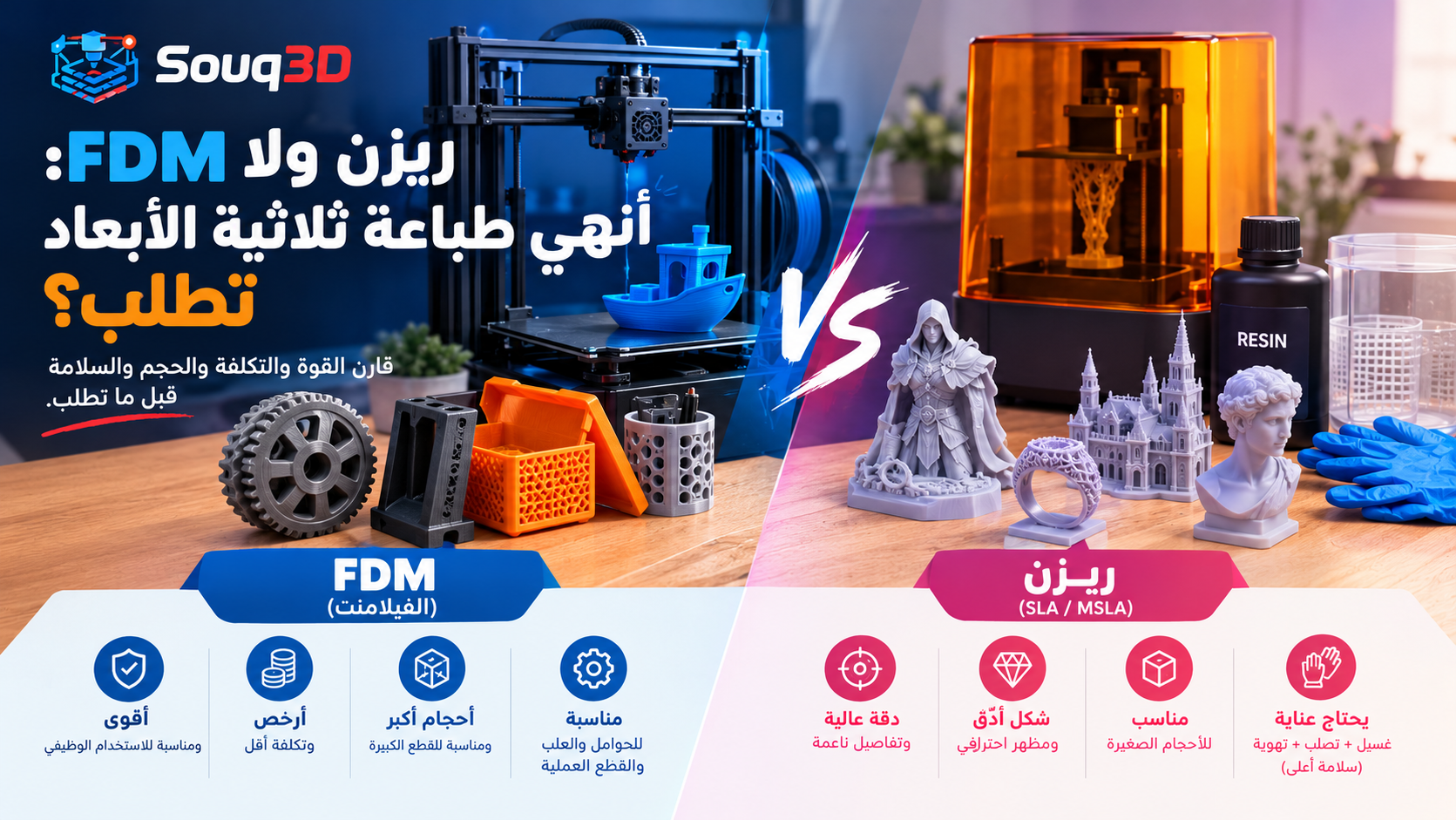 ريزن ولا FDM: أنهي طباعة ثلاثية الأبعاد تطلب؟